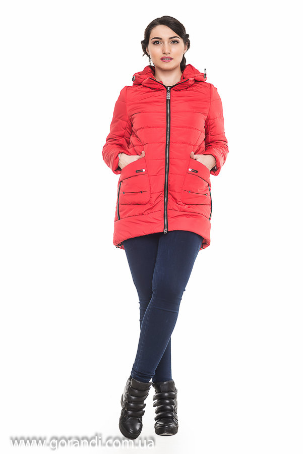 женская куртка спортивная красная с капюшоном фото Размер: 46-52 