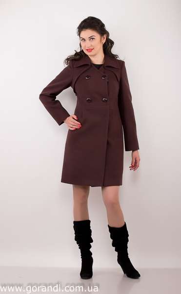 Женское весеннее осеннее пальто выше колена. Коричневое, цвет каштановый шоколадный. фото