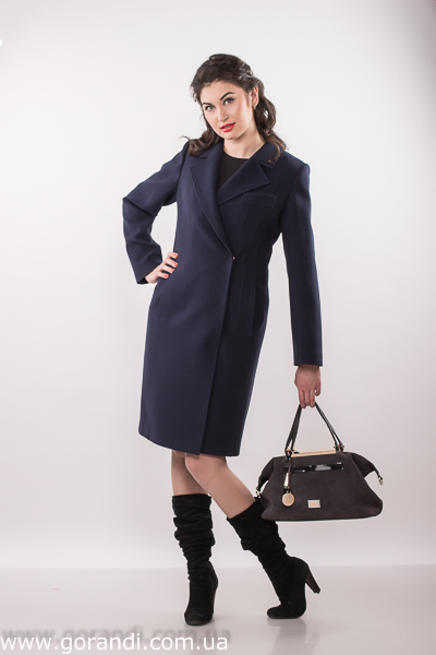 Полу пальто женское весеннее, осеннее, тёмно синее фото Размер: 44-52 Фото