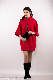 женское красное пальто с коротким рукавом три четверти фото